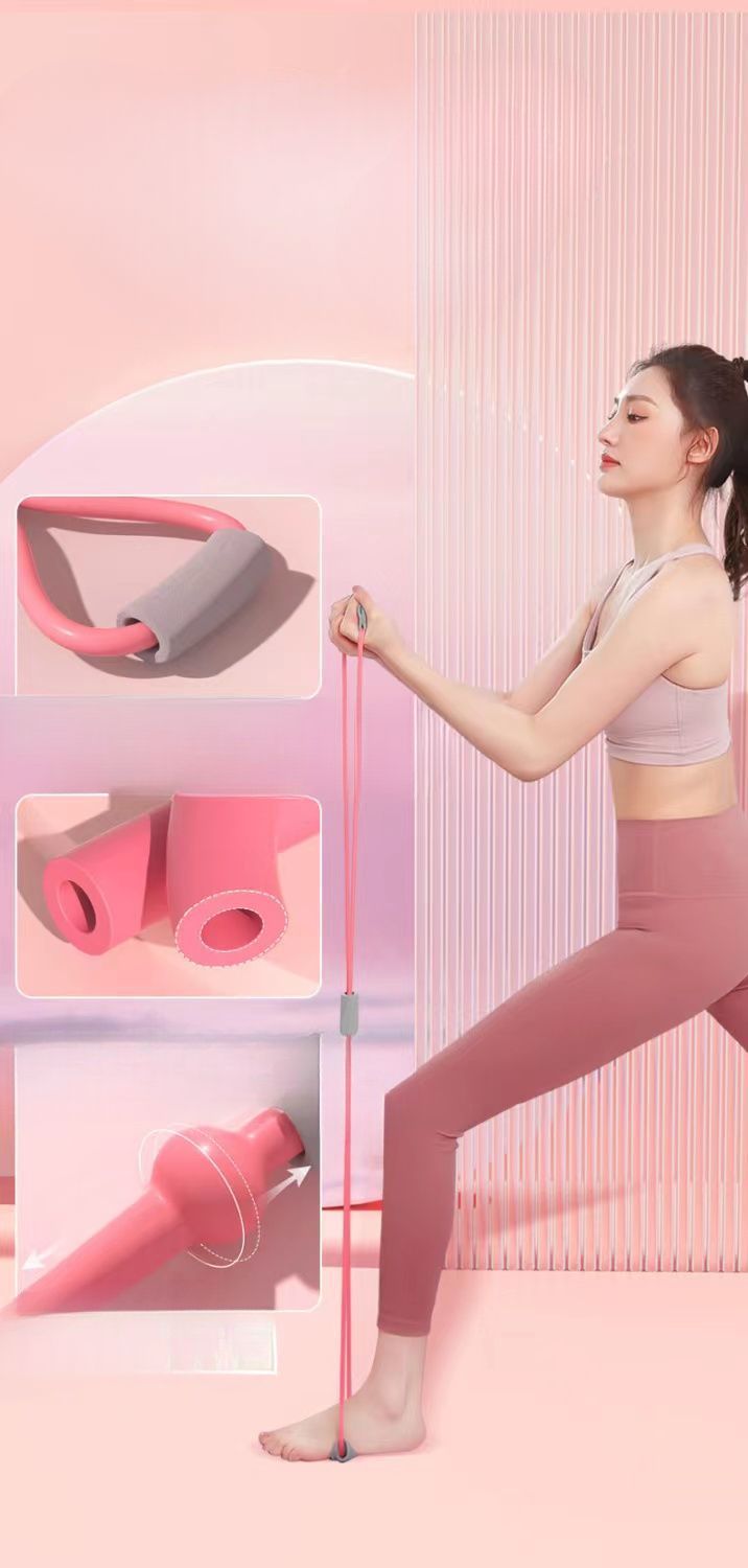 Fascia per yoga a forma di 8, corda di resistenza a forma di 8, dispositivo di stretching per la bellezza, per uso domestico, per modellare la schiena snella._voghion.com