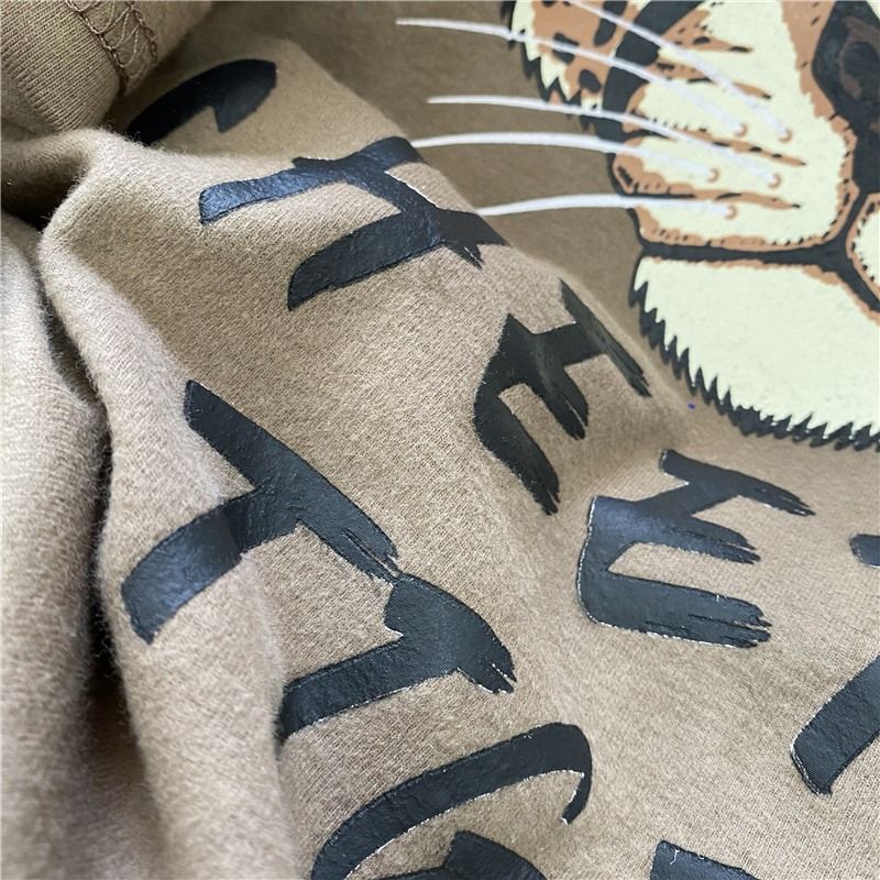 Abbigliamento da donna in cotone retrò con stampa a cartoni animati, testa di leopardo, manica corta, maglietta per donna, tendenza Ins, stampa pigra, mezza manica larga_voghion.com