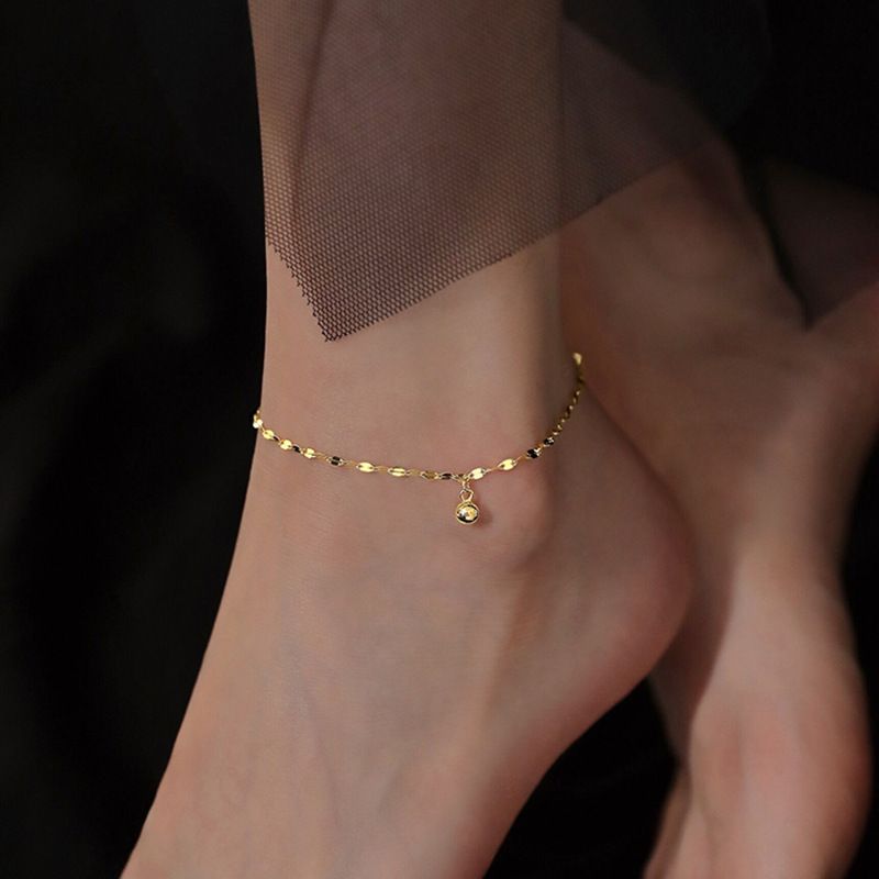 Fashion And Simple Women's Luxury Transfer Beads Titanium Steel Anklet Women's Simple New Versatile Anklet Exotic Super Flash Sexy Foot Chain_voghion.com