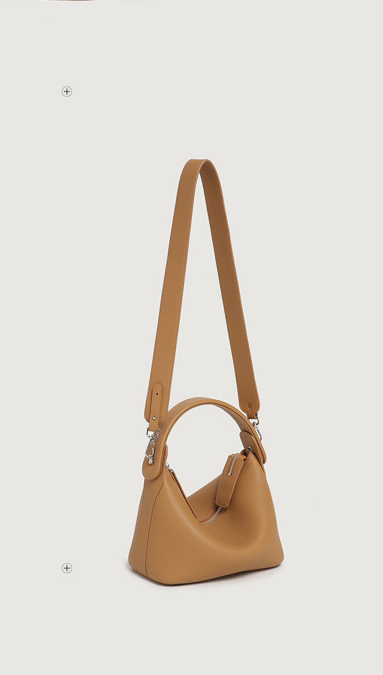 High quality soft leather carrying lunch box bag for women, Boston solid color niche pillow bag, crossbody bag, underarm bag for women_voghion.com