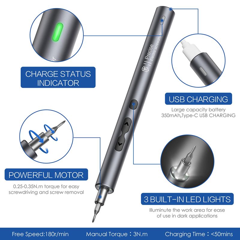 28 i 1 elektrisk skruetrækkersæt Precision elværktøjssæt Genopladeligt trådløst trådløst magnetisk mini lille bit til Xiaomi Pen_voghion.com