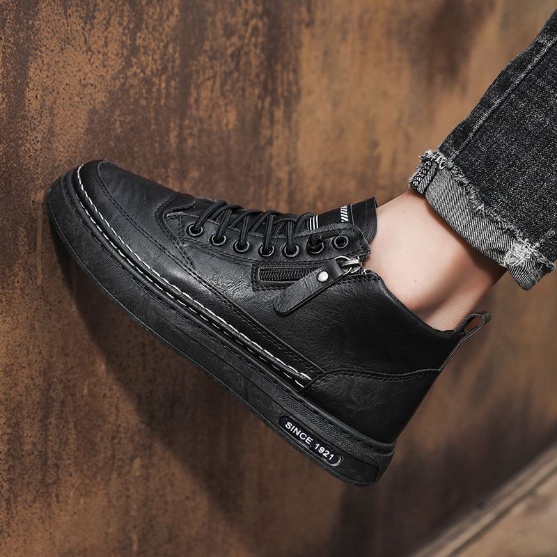 Neu Leder Frühling herren Schuhe High-top herren Erhöhung Werkzeug Martin Stiefel_voghion.com