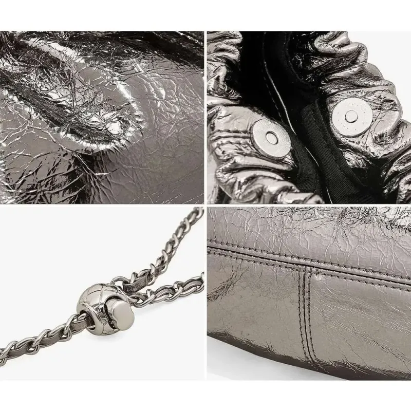 Borsa a tracolla piccola da donna in morbida pelle PU, di alta qualità, con arricciature, per sera, matrimonio, festa, hobo_voghion.com