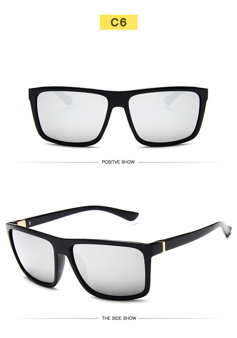 VOOTHOST Occhiali da sole polarizzati quadrati neri classici da uomo alla moda con specchio blu Occhiali da sole unisex vintage antiriflesso per la guida UV400 F0078_voghion.com