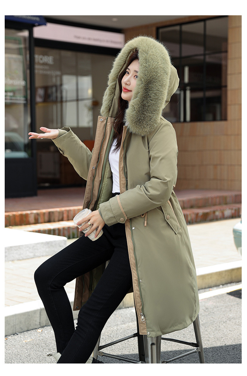 Damenbekleidung Baumwollgefütterte Jacke, extra lange Overknee-Pie-Jacke mit herausnehmbarem Futter, neue Winter-Großgrößen-Warmjacke Baumwollgefütterte Jacke_voghion.com