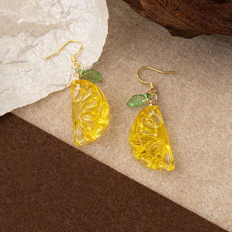Summer Transparent Fresh Fruit Orange Earrings For Women Long Simple Elegant Studs Exaggerated Ear Accessories_voghion.com