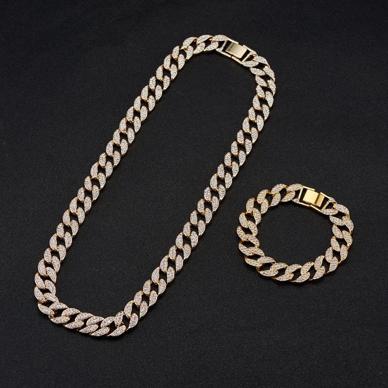 Colar de corrente cubana moda hip hop colar com diamante colares de corrente cubana_voghion.com