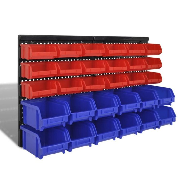 Wall Blue Garage Set Mounted Storage Bin Red Pcs Plastic 30_voghion.com