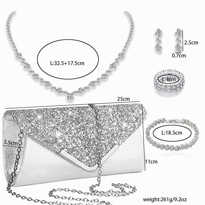 Borse da sera da donna, borsa da pranzo, bracciale, semplice catena con artigli, orecchini a bottone alla moda, bracciale, anello, collana, set per donna_voghion.com