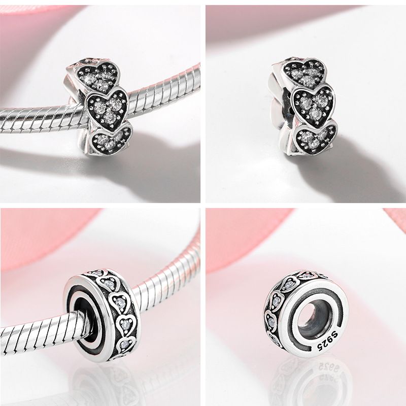 Dropshipping S925 perline in argento sterling, accessori per braccialetti fai da te fatti a mano, perline d'amore, gioielli in argento, distanziatori, distanziatori per perline_voghion.com