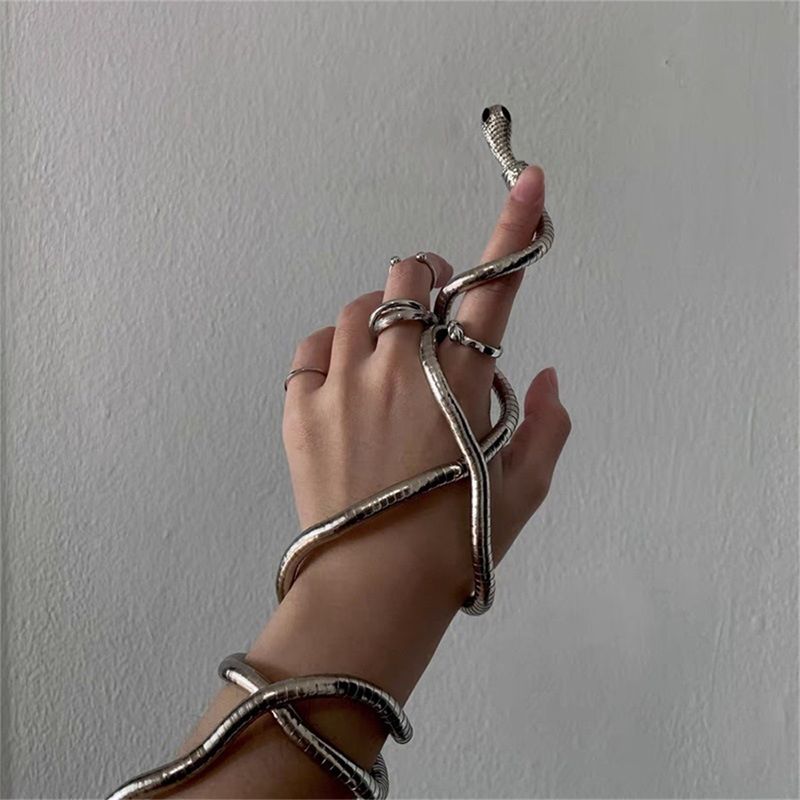 Nuovo braccialetto alla moda punk multistrato in metallo flessibile a forma di serpente per donne e uomini, personalità, design unico, collana in lega, regali_voghion.com