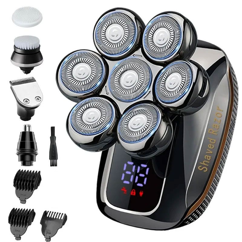 7D 5 In 1 Mens For Wet & Dry Waterproof Bald Head Shaver Electric Shavers Men_voghion.com