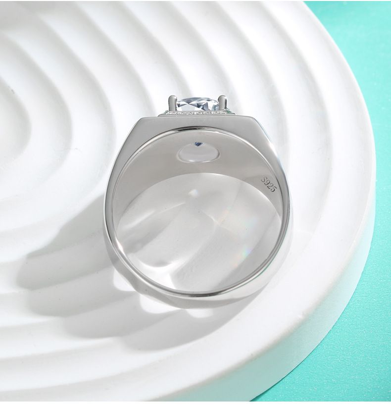Inel pentru bărbați Moissanite de 3 carate Inel cu diamante din argint Propunere de căsătorie pentru bărbați Inel cu diamante de nuntă Flash Diamond_voghion.com
