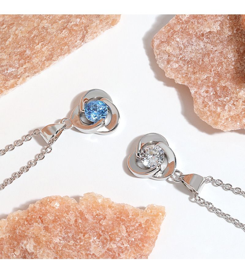 Collana con ciondolo a forma di petalo di rosa, catena per clavicola, semplice, con cuore dell'oceano e trifoglio rotante, da donna_voghion.com