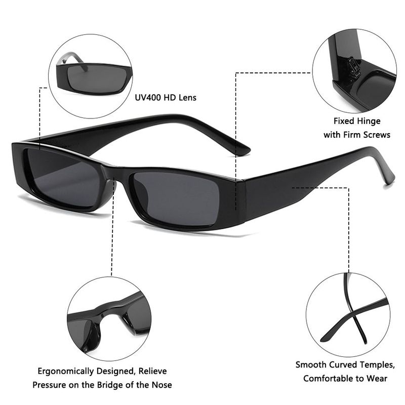 New Arrivals Square Eyewear Women's Fashion UV400 Retro Sun Glasses Rectangle Small Frame Narrow Sunglasses_voghion.com