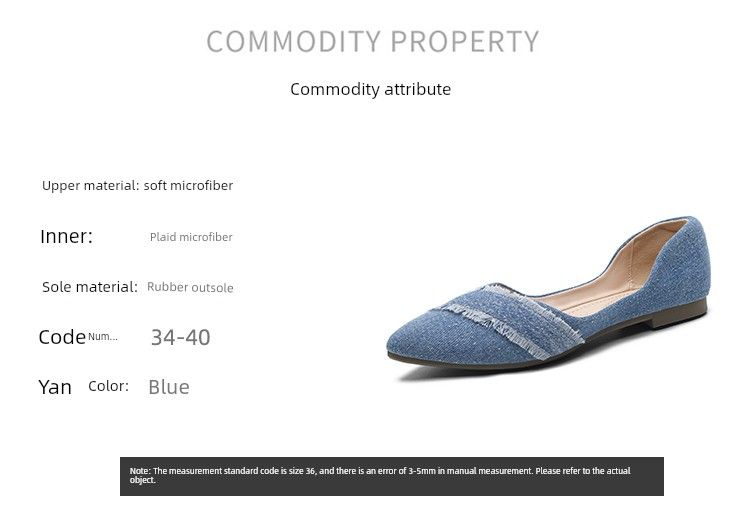 2025 New Arrival Flats Pointed Toe Low-Cut Denim Single-Layer Women's Slip-on Easiest For Match Soft Bottom Smart Flat_voghion.com