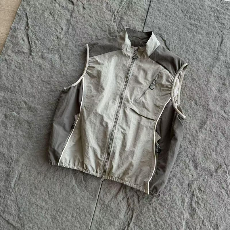25 New Outdoor Cycling Hiking Sports Workwear Large Pocket Mountain Color Block Stand Collar Couple Style Versatile Vest_voghion.com