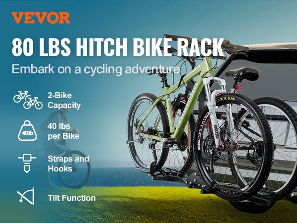 VEVOR 2-Bike Rack Hitch Mount Folding Carrier Car Truck SUV 1.25"/2" Receiver_voghion.com