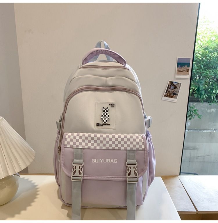 GUIYU Large Capacity Checkered Backpack For School & Travel - Lightweight Durable Unisex Rucksack With Breathable Cushioned Straps (Multiple Colors)_voghion.com