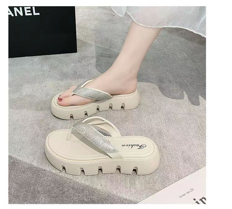 Sandali infradito da donna con strass di alta qualità per abbigliamento estivo outdoor 2023 nuove pantofole da donna con suola spessa_voghion.com