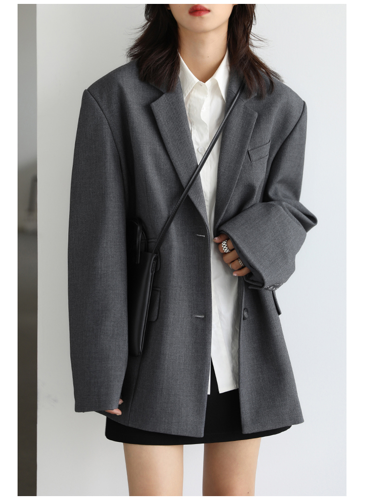 CHICVEN Donna Office Lady Blazer Polsino Ricamo Spalla Larga Abito in Twill Capispalla Donna Autunno Capispalla Elegante Top_voghion.com