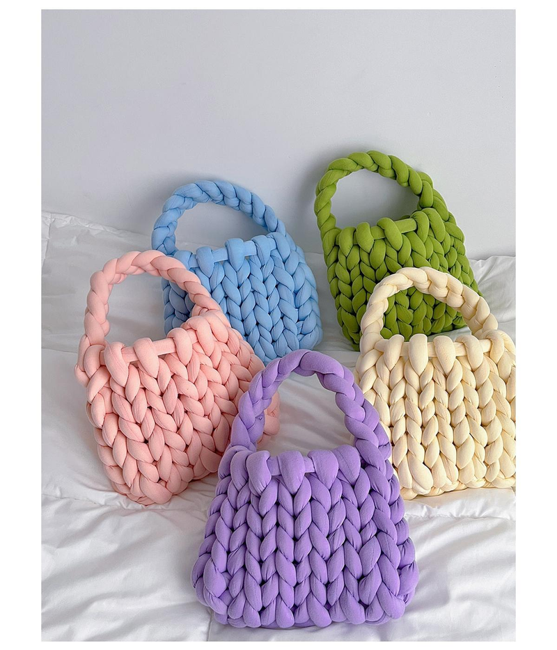 Borsa tessuta a mano fai-da-te in lana islandese super spessa, piccola borsa quadrata fatta a mano con ghiaccio freddo fatto in casa per la fidanzata_voghion.com