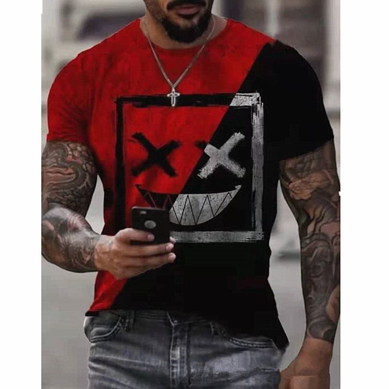 2021 Summer Men's Funny Geometric Print Short Sleeve T-Shirt_voghion.com