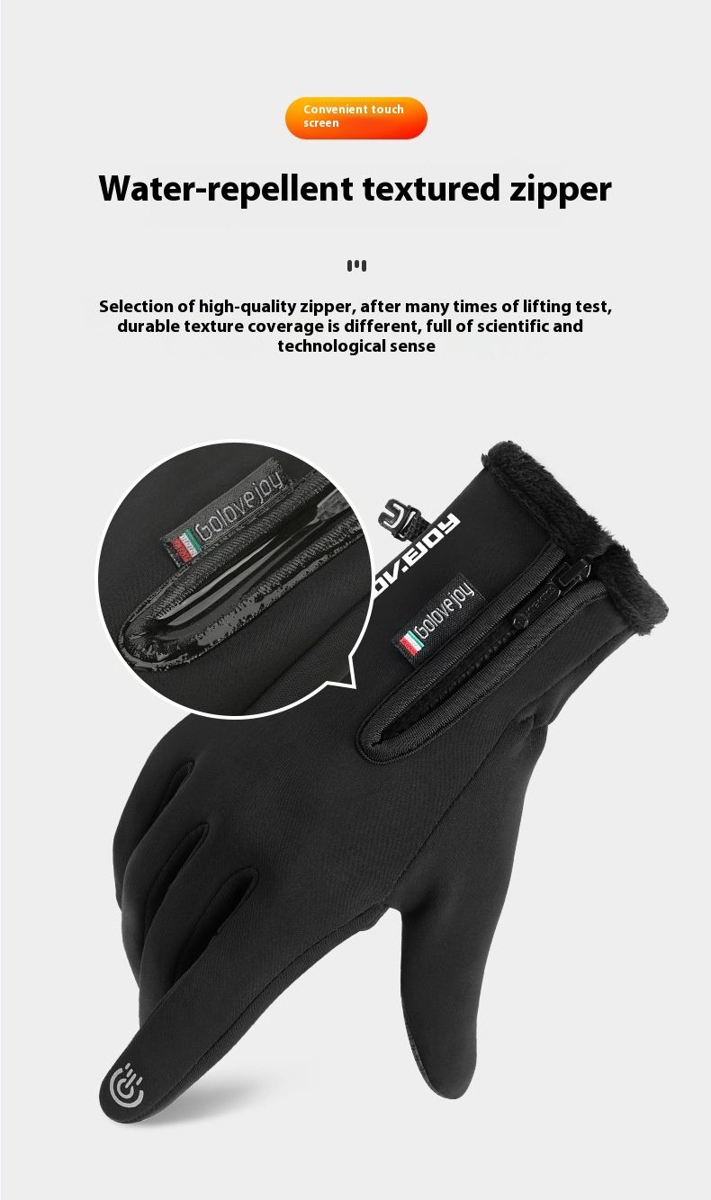 Winter Outdoor Cycling Men With Exposed Fingers Touch Screen For Electric Bikes Windproof Plush Waterproof And Warm_voghion.com