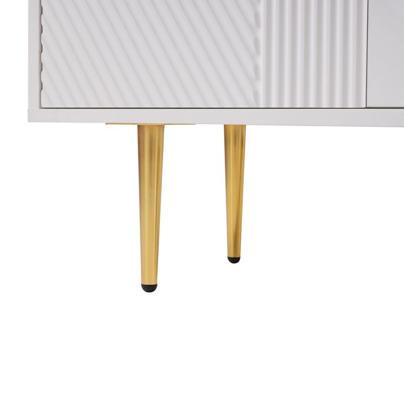 Comode Weiß 120x79,5cm Con 3 Schubladen, 2 Türen, Metalfüßen_voghion.com