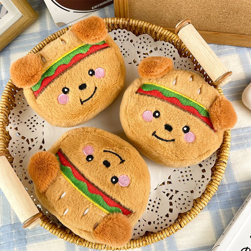 Simpatico ciondolo a forma di cucciolo di hamburger in peluche, portamonete, auricolare Bluetooth, cavo dati, porta rossetto_voghion.com
