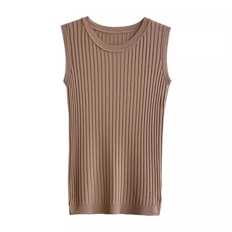 Women's inner layer in summer and as outer layer, tight-fitting short style with small camisole, ice silk thin knitted sweater sleeveless top_voghion.com