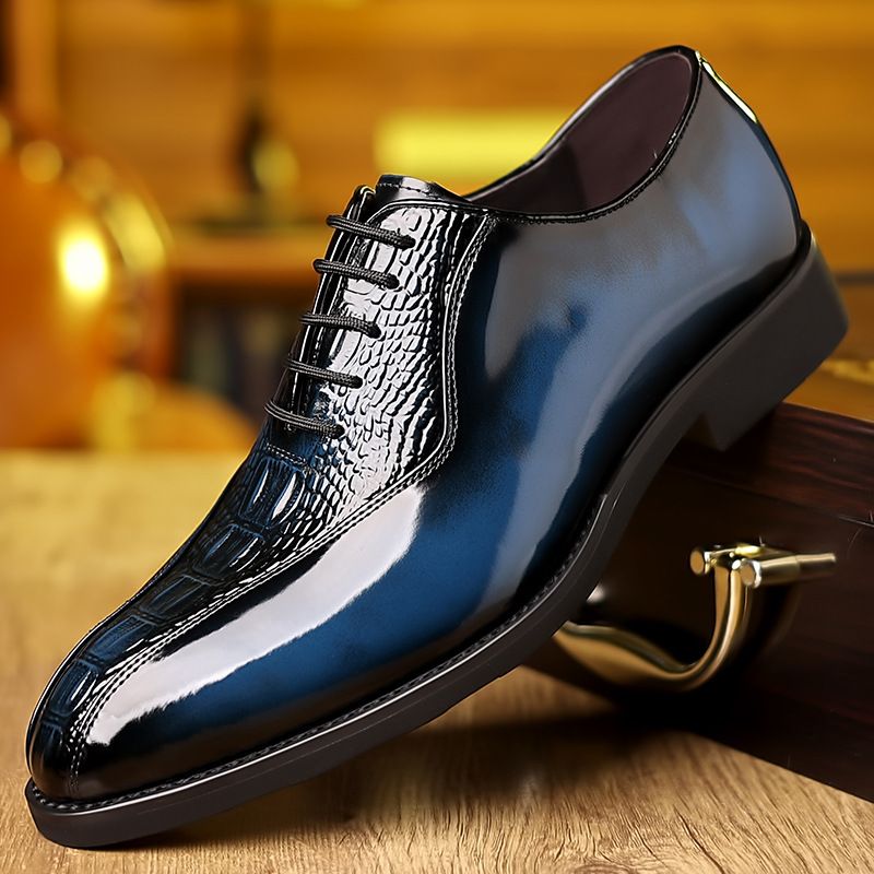 Sommer Neue Herren Business Kleid Krokodil Muster Blok Hochzeit High-End Britischen Stil Echtes Leder Derby Schuhe_voghion.com