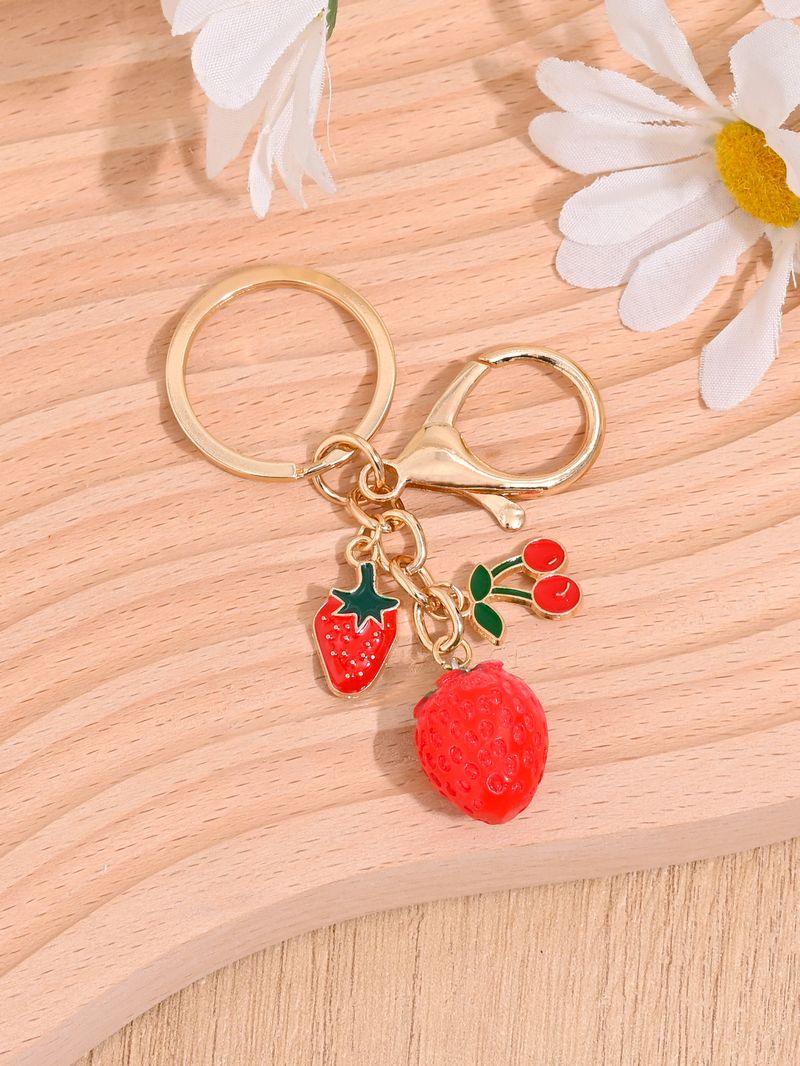 Portachiavi giapponese coreano a forma di fragola e ciliegia per donna, squisito e carino_voghion.com