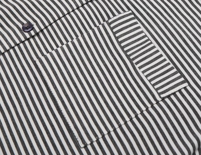 Roupas femininas, pijamas, camisa cardigan, pijamas de manga comprida listrados com botões estampados, pijamas para casa, femininos_voghion.com