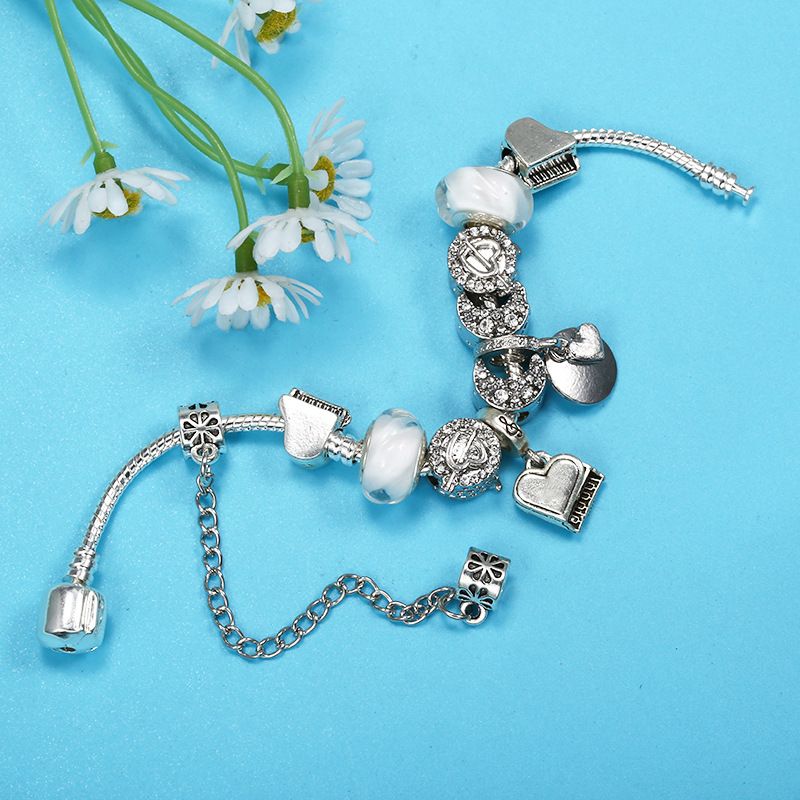 Charm Bracelets Couple Style Beaded Bracelet Piano Pendant Crystal Large Hole Bead DIY Bracelet_voghion.com