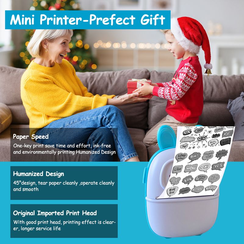 2024 Small Thermal Label Photo Printer Mini Pocket Portable Student Homework Tool Mistake Correction_voghion.com