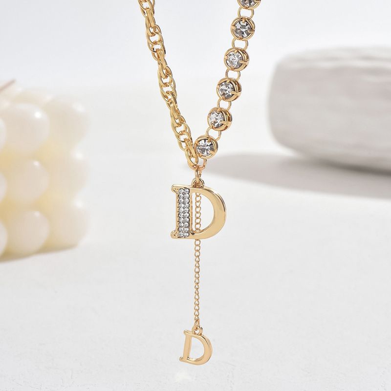 Collana da donna dolce e fresca, con lettere inglesi, design di nicchia, catena per clavicola, collana con zirconi intarsiati_voghion.com