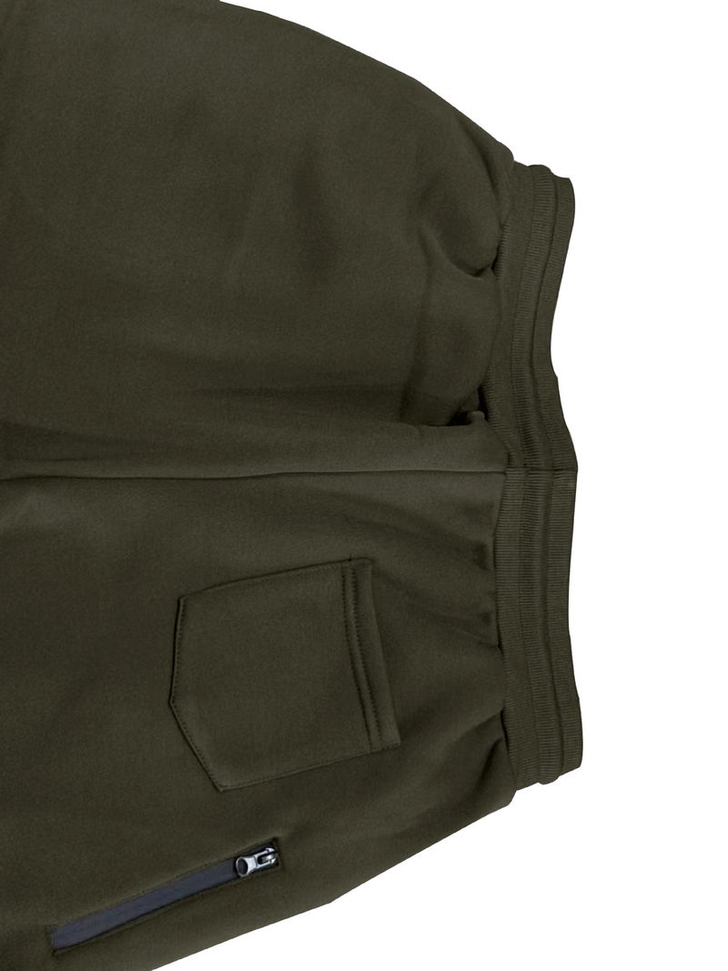 Herren-Set aus Fleecejacke mit Kapuze und Reißverschluss und Jogginghose – warmer Pullover-Trainingsanzug für den Winter für Freizeit und Sport (Schwarz, Dunkelgrau, Khaki, Armeegrün)_voghion.com