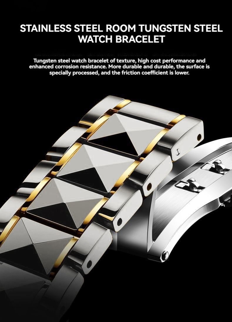 Men's Luxury Waterproof Luminous Quartz Watch With Moon Phase & Day Display, Stainless Steel Case & Band, Mineral Crystal Glass_voghion.com
