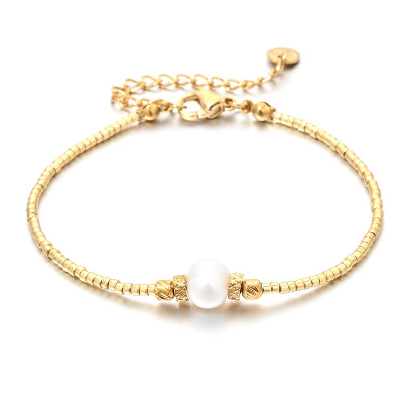 New Luxury Square Natural Stone Lapis Lazuli Amethyst Bracelet Simple Personality Rice Beads Gold Color Thin Women_voghion.com