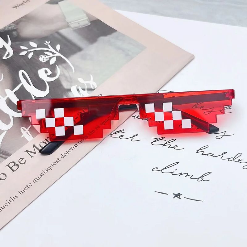 Mados Thug Life Originalūs Kostiumai Moteris Vyriški Vintažiniai Pixel Black Mosaic Akiniai nuo saulės Šaunūs Juokingi Akiniai_voghion.com