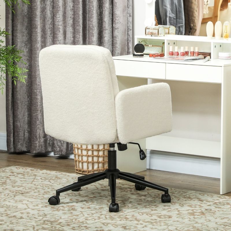 Bürostuhl Mit Stoffbezug, Armlehne, 5 Räder, Drehbar, Cremeweiß_voghion.com