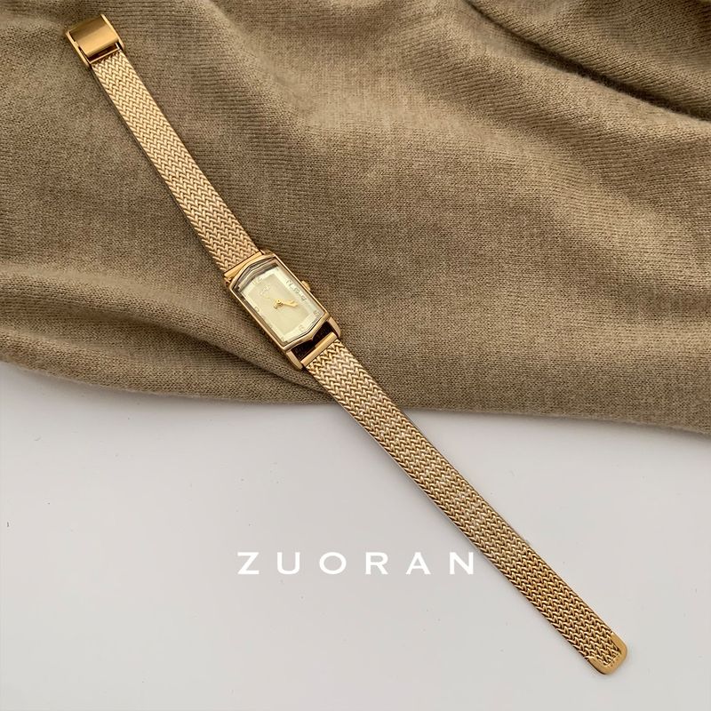 Rectangular Gold Niche Retro Light Luxury Fashion Wheat-belt Women's Watch_voghion.com