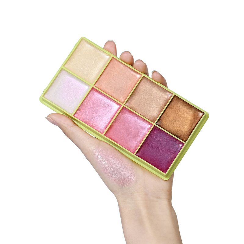 Lakerain 8-Color Cream Highlighter Palette - Face & Eye Highlighter, Contour & Blush, Buildable Shimmer, Travel-Friendly, Vegan & Cruelty-Free_voghion.com