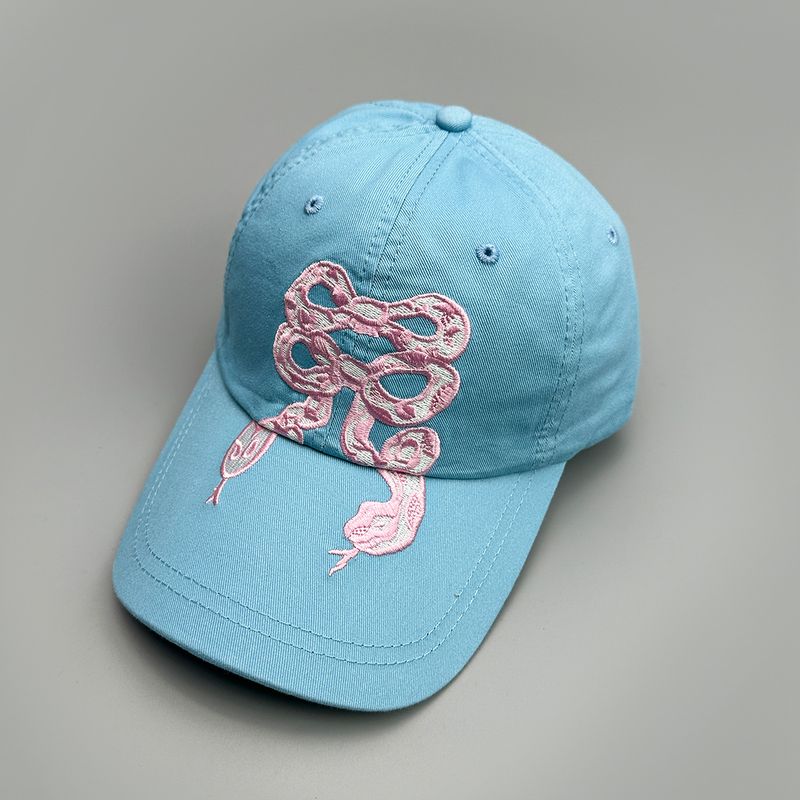 Elegante berretto da baseball con ricamo a forma di serpente e fiocco - Cappello unisex regolabile in cotone per protezione solare e moda_voghion.com