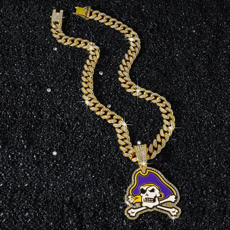 Accessories Men's Versatile Hip-Hop Necklace Fashion Trendy Full Diamond Skull Pirate Pendant_voghion.com
