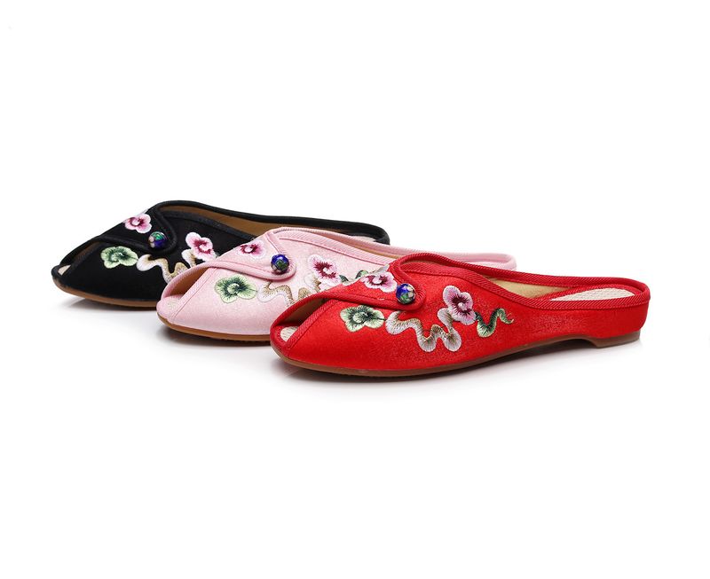 Pantofi din pânză brodați, papuci de vară din material textil exterior, nori de bun augur în stil chinezesc, pantofi pentru femei cu gură de pește_voghion.com