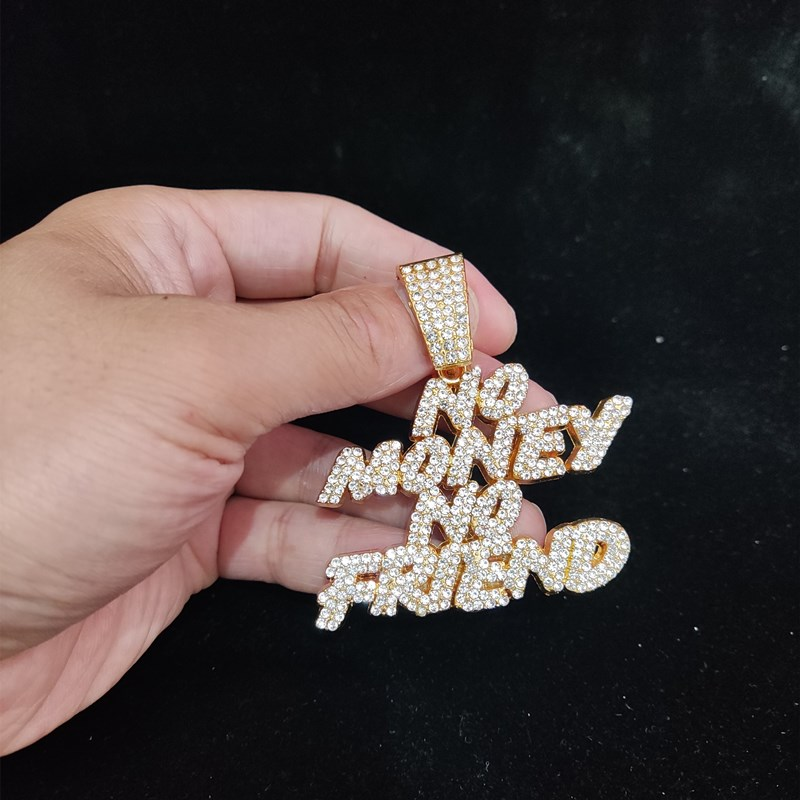 Bărbați, femei, hip hop, fără bani, fără prieteni, colier cu pandantiv cu lanț cubanez de 13 mm, coliere cu gheață hip hop, moda_voghion.com