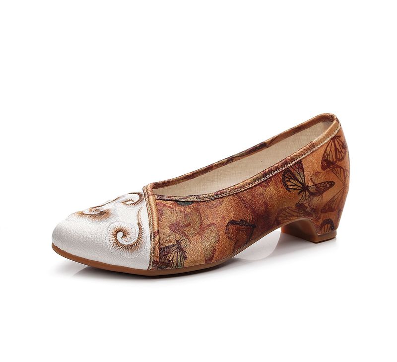 Damenschuhe Frühlings-Cheongsam im neuen Stil, spitze Tanzschuhe für Damen im Retro-Look, bedruckte alte Stoffschuhe_voghion.com
