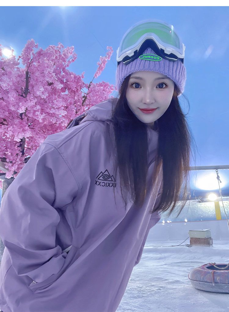 Internet-Berühmtheit, winddicht, wasserdicht, Hasenohr-Anzug-Set, Paar-Stil, Silberfuchs-Fleece-Skihose_voghion.com